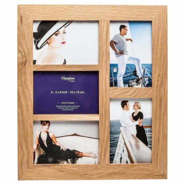 Solid Oak 5 Aperture Photo Frame