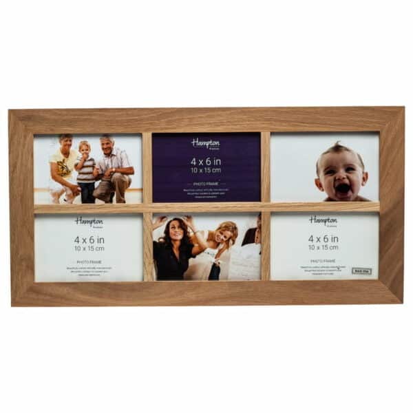 Solid Oak 6 Aperture Photo Frame