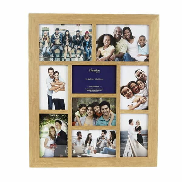 Solid Oak 9 Aperture Photo Frame