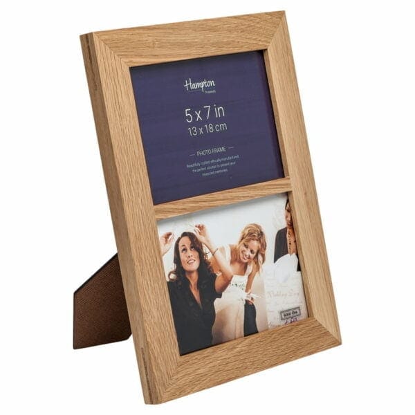 Solid Oak 5x7 Double Photo Frame