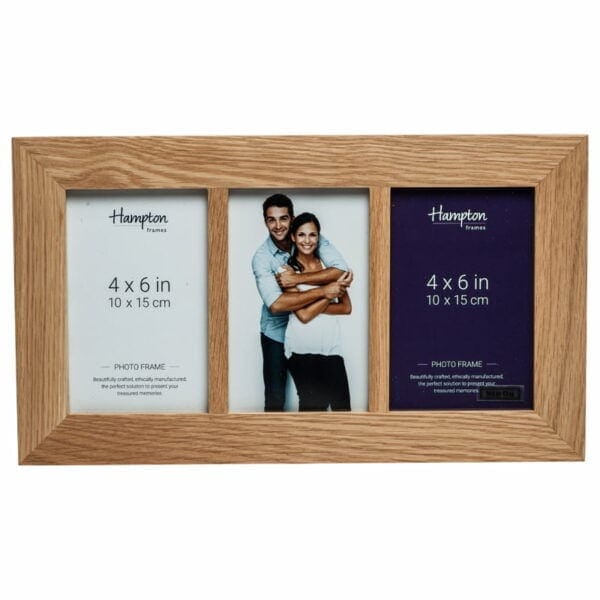 Solid Oak 4x6 Triple Photo Frame