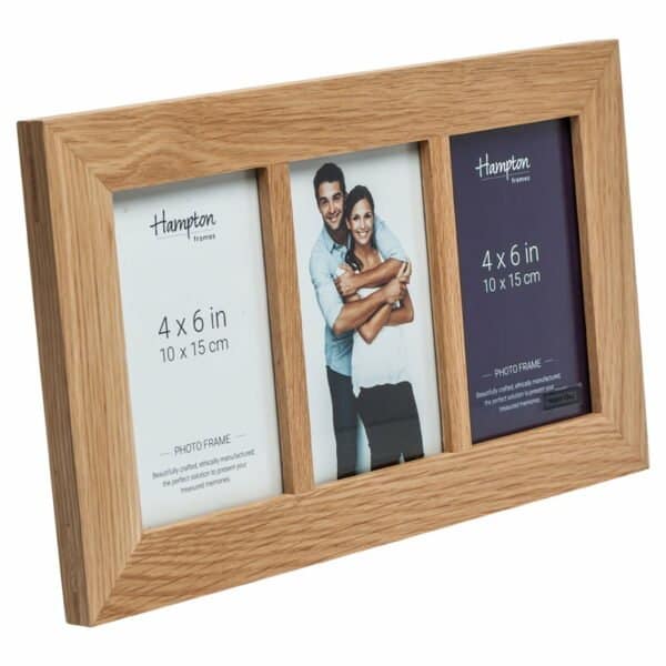 Solid Oak 4x6 Triple Photo Frame