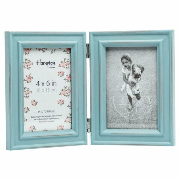 Paloma 4x6 Hinged Double Light Blue Photo Frame