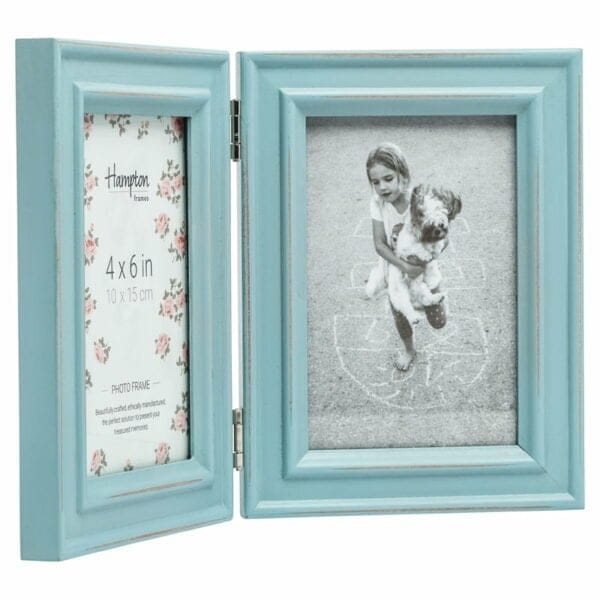 Paloma 4x6 Hinged Double Light Blue Photo Frame