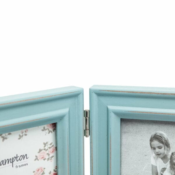 Paloma 4x6 Hinged Double Light Blue Photo Frame