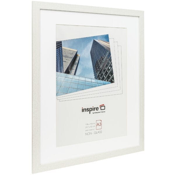 Framed photo of modern skyscrapers reflecting sky