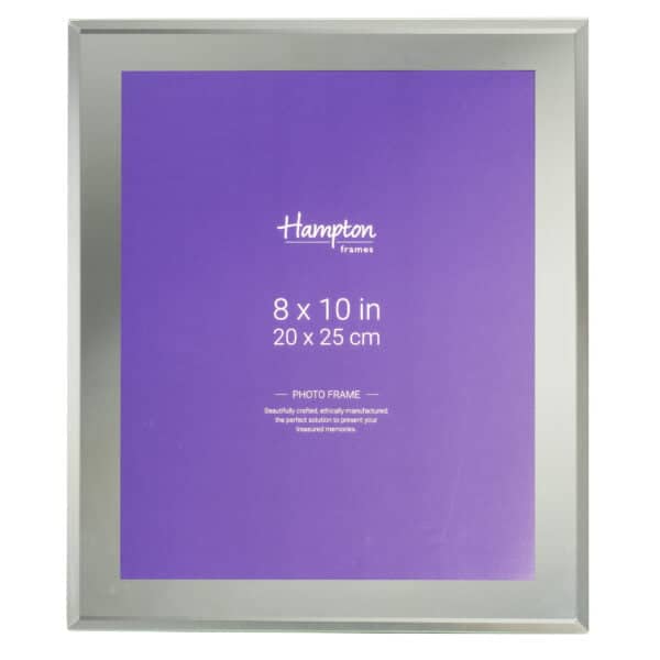 Hampton silver photo frame, 8x10 inches, purple background